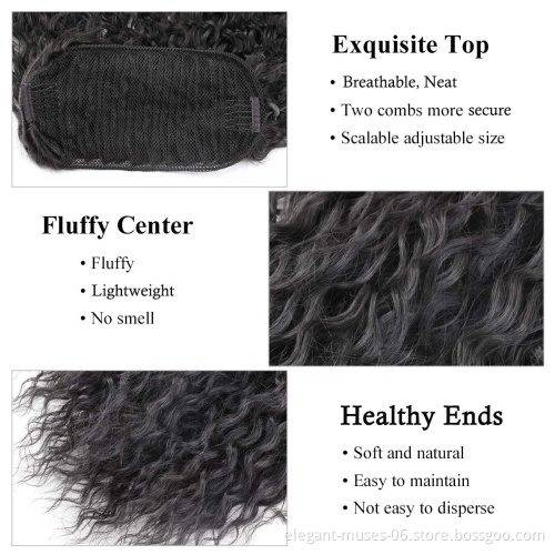 Long Afro Kinky Curly Ponytail Synthetic Drawstring Puff Ponytail Clip in Hair Extensions for African American